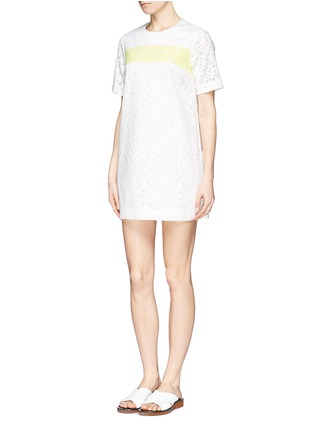 Figure View - Click To Enlarge - ELIZABETH AND JAMES - 'Chelle' neon stripe daisy cutout dress