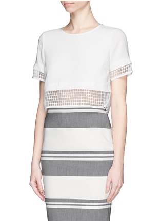 Front View - Click To Enlarge - ELIZABETH AND JAMES - 'Voula' organza gridwork crepe cropped top