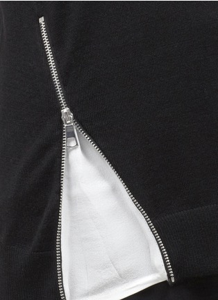 Detail View - Click To Enlarge - SANDRO - 'Secret' zip detail wool-cashmere pullover