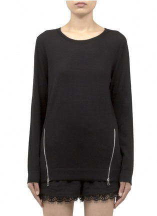 Main View - Click To Enlarge - SANDRO - 'Secret' zip detail wool-cashmere pullover