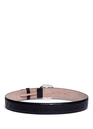 Back View - Click To Enlarge - GUCCI - Logo plate debossed leather belt