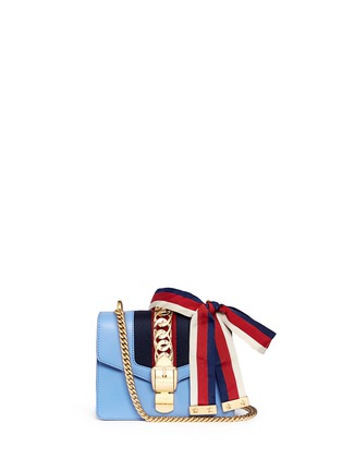 Main View - Click To Enlarge - GUCCI - 'Sylvie' mini chain web leather crossbody bag