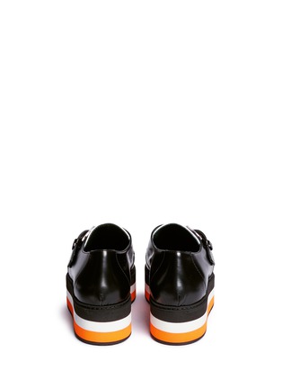 Back View - Click To Enlarge - MULBERRY - 'Flag' woven vamp monk strap leather platforms