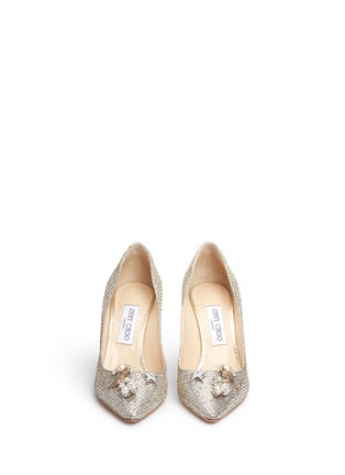Front View - Click To Enlarge - JIMMY CHOO - 'Jasmine 85' interchangeable jewel buttons glitter pumps