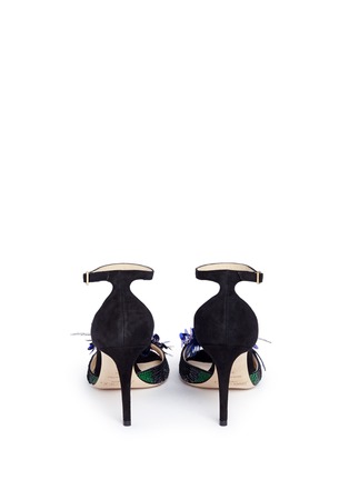 Back View - Click To Enlarge - JIMMY CHOO - 'ANNIE 85' FEATHER SEQUIN SUEDE SANDALS