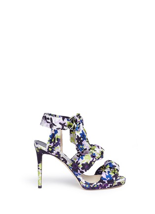 Main View - Click To Enlarge - JIMMY CHOO - 'Kris 100' camoflower print satin bow sandals