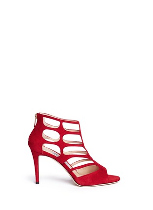 Main View - Click To Enlarge - JIMMY CHOO - 'Ren 85' caged suede sandals
