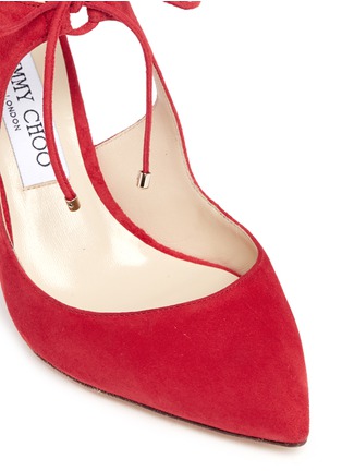 Detail View - Click To Enlarge - JIMMY CHOO - 'Vanessa 85' cutout suede and leather pumps