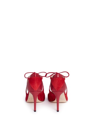 Back View - Click To Enlarge - JIMMY CHOO - 'Vanessa 85' cutout suede and leather pumps