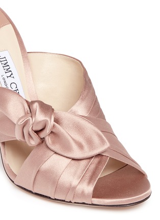 Detail View - Click To Enlarge - JIMMY CHOO - 'Keely 100' knot bow satin mules