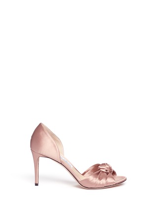 Main View - Click To Enlarge - JIMMY CHOO - 'Kitty 85' knotted bow satin d'Orsay pumps
