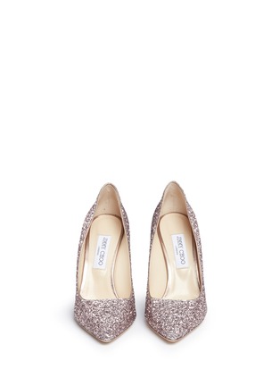 Front View - Click To Enlarge - JIMMY CHOO - 'Romy 100' coarse glitter pumps