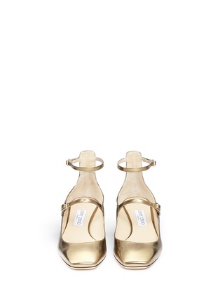 Front View - Click To Enlarge - JIMMY CHOO - 'Wilbur 40' chunky heel mirror leather Mary Jane pumps
