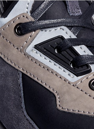 Detail View - Click To Enlarge - LANVIN - Leather trim suede sneakers
