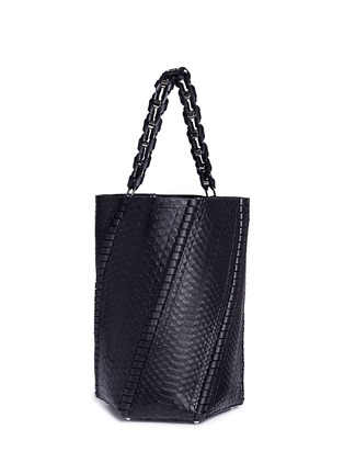 Figure View - Click To Enlarge - PROENZA SCHOULER - 'Hex' large whipstitch python leather bucket bag