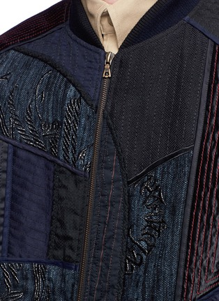 Detail View - Click To Enlarge - DRIES VAN NOTEN - Mix patchwork cotton-linen bomber jacket