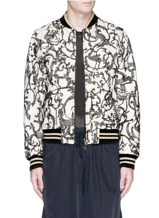 Main View - Click To Enlarge - DRIES VAN NOTEN - Calligraphy tapestry embroidered reversible bomber jacket