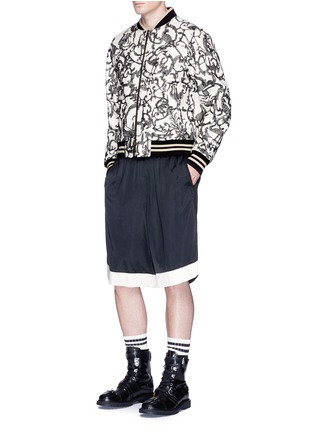 Figure View - Click To Enlarge - DRIES VAN NOTEN - Calligraphy tapestry embroidered reversible bomber jacket