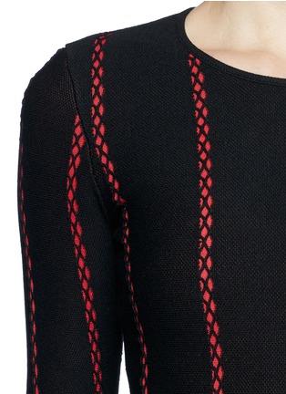 Detail View - Click To Enlarge - RVN - Vertical stripe' jacquard bodycon dress