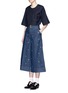 Figure View - Click To Enlarge - MUVEIL - Jewel embellished denim culottes