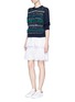 Figure View - Click To Enlarge - MUVEIL - Mix ribbon mesh stripe cotton sweater