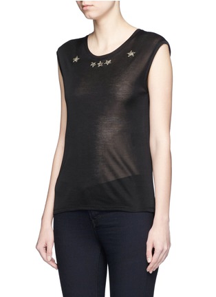 Front View - Click To Enlarge - SAINT LAURENT - Star embroidery silk knit vest