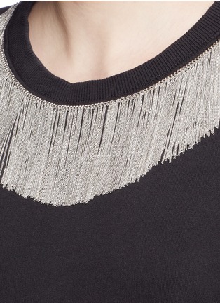 Detail View - Click To Enlarge - SAINT LAURENT - Metal fringe neck cotton sweatshirt
