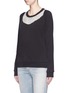 Front View - Click To Enlarge - SAINT LAURENT - Metal fringe neck cotton sweatshirt