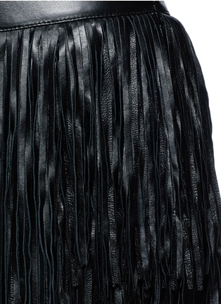 Detail View - Click To Enlarge - SAINT LAURENT - Asymmetric fringe leather mini skirt