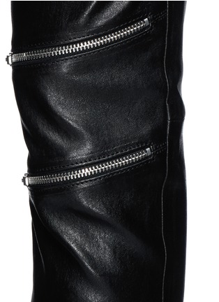 Detail View - Click To Enlarge - SAINT LAURENT - Zip knee leather leggings