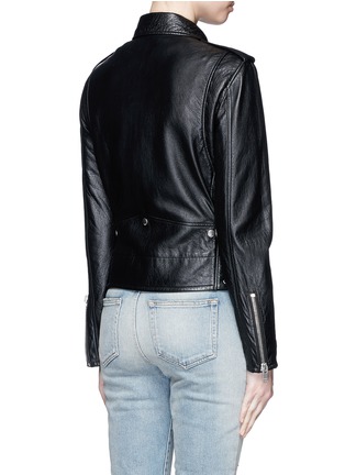 Back View - Click To Enlarge - SAINT LAURENT - Fringe lace-up leather motorcycle jacket