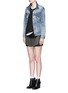 Figure View - Click To Enlarge - SAINT LAURENT - Stud fringe mini denim skirt