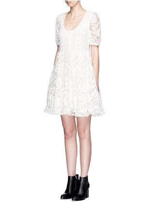 Front View - Click To Enlarge - SAINT LAURENT - Button front tiered babydoll dress