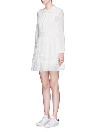 Front View - Click To Enlarge - SAINT LAURENT - Floral broderie anglaise voile shirt dress