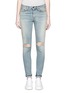 Detail View - Click To Enlarge - SAINT LAURENT - Ripped knee light wash jeans