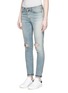 Front View - Click To Enlarge - SAINT LAURENT - Ripped knee light wash jeans