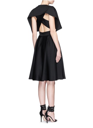 Back View - Click To Enlarge - ALEXANDER MCQUEEN - Cross back cape top wool dress