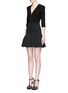 Front View - Click To Enlarge - ALEXANDER MCQUEEN - Hook-and-eye front cotton piqué dress
