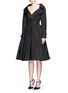 Front View - Click To Enlarge - ALEXANDER MCQUEEN - Off-shoulder taffeta trench dress