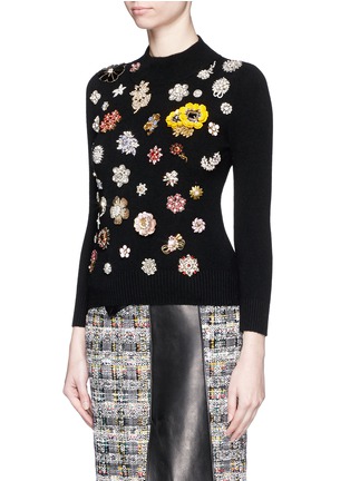 Front View - Click To Enlarge - ALEXANDER MCQUEEN - Glass crystal embellished cashmere sweater