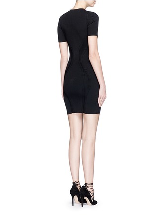 Back View - Click To Enlarge - ALEXANDER MCQUEEN - Cutout yoke engineered rib knit dress
