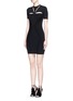 Front View - Click To Enlarge - ALEXANDER MCQUEEN - Cutout yoke engineered rib knit dress