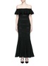 Main View - Click To Enlarge - ALEXANDER MCQUEEN - Ruffle knit off-shoulder maxi dress