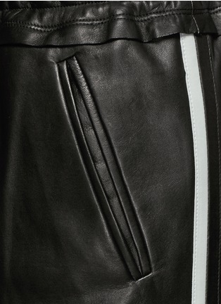 Detail View - Click To Enlarge - ALEXANDER MCQUEEN - Tuxedo stripe leather track pants