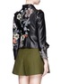 Back View - Click To Enlarge - ALEXANDER MCQUEEN - Cross stitch flower peplum leather jacket
