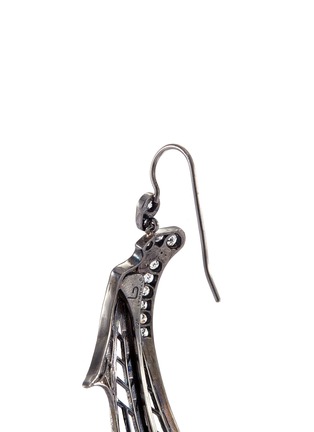 Detail View - Click To Enlarge - LYNN BAN - 'Batwing' diamond rhodium silver drop earrings