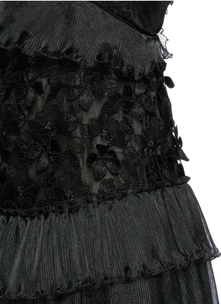 Detail View - Click To Enlarge - GIAMBA - Floral appliqué tiered ruffle dress