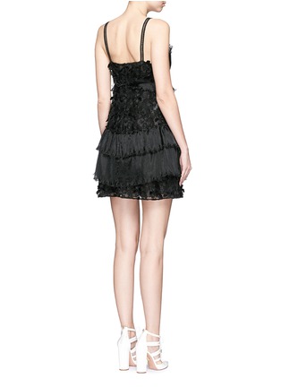 Back View - Click To Enlarge - GIAMBA - Floral appliqué tiered ruffle dress