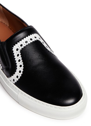 Detail View - Click To Enlarge - GIVENCHY - Zigzag trim saffiano leather skate slip-ons