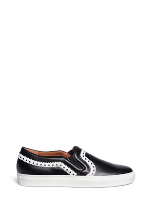 Main View - Click To Enlarge - GIVENCHY - Zigzag trim saffiano leather skate slip-ons